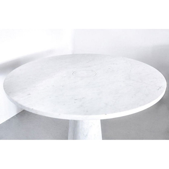 Image 1 of Vintage Eros ronde eettafel in wit Carrara marmer van Angelo Mangiarotti, Italië 1970