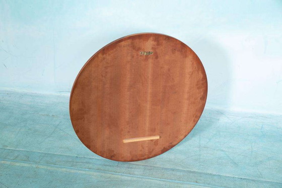 Image 1 of Vintage ronde spiegel walnoothout, sixties midmod mirror