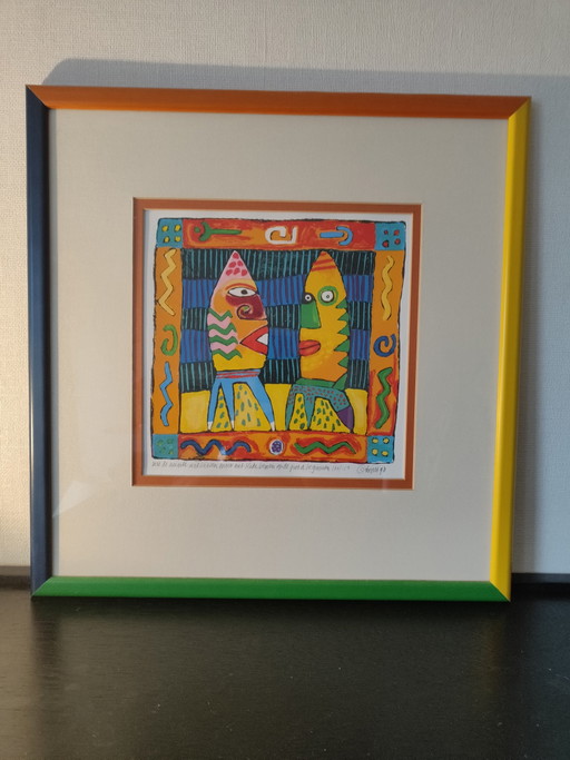 Clemens Briels Litho 130/150 1998 kleurrijk zeefdruk gesigneerd – lithos zeefdrukken, Modern