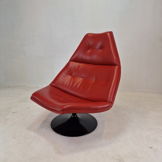 Image 1 of Vintage F510 fauteuil in hout en leer van Geoffrey Harcourt voor Artifort, 1970
