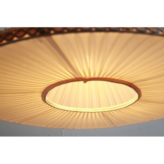 Image 1 of Vintage vloerlamp in messing met pliseé lampenkap, jaren 1950