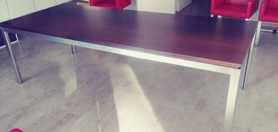 Image 1 of Design eettafel met RVS frame met houten blad