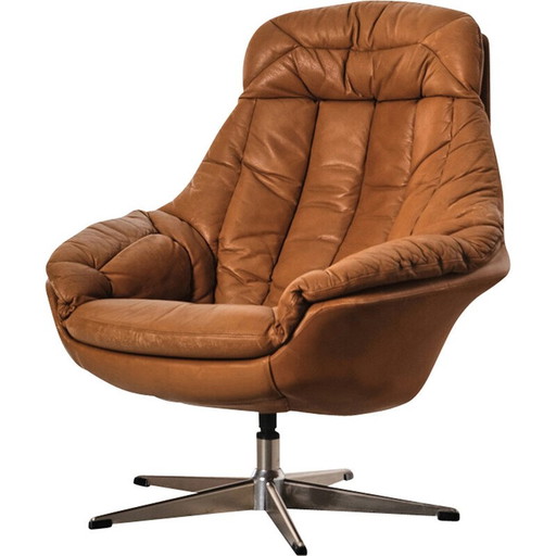 Vintage silhouet fauteuil in metaal en leer van Henry Walter Klein voor Bramin, Denemarken 1960