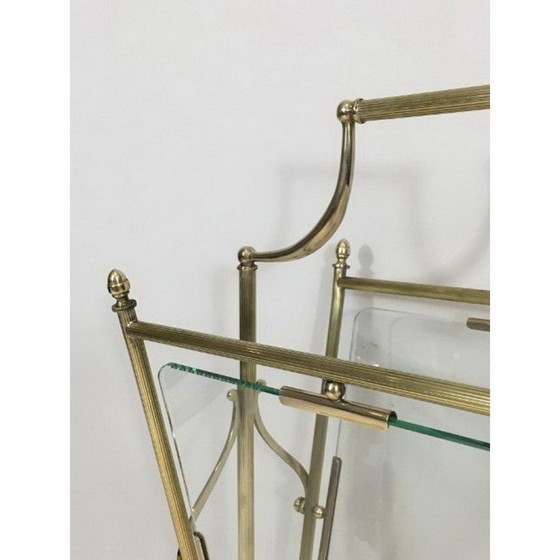 Image 1 of Vintage messing en glazen tijdschriftenrek voor La Maison Jansen, 1940