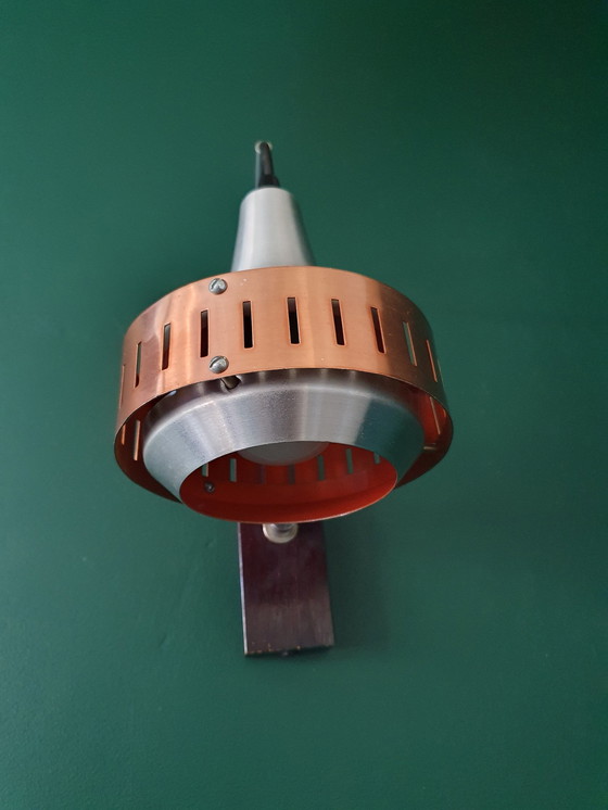 Image 1 of Vintage Wandlamp Fog & Mørup. Lamp Geborsteld Aluminium. 