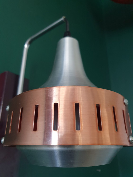 Image 1 of Vintage Wandlamp Fog & Mørup. Lamp Geborsteld Aluminium. 