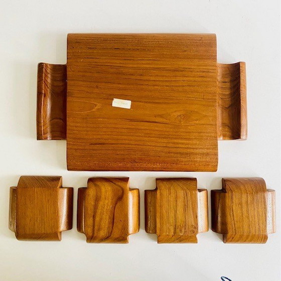 Image 1 of Mid-century teak houten tapas set deens design