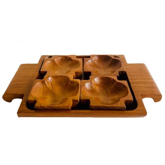 Image 1 of Mid-century teak houten tapas set deens design