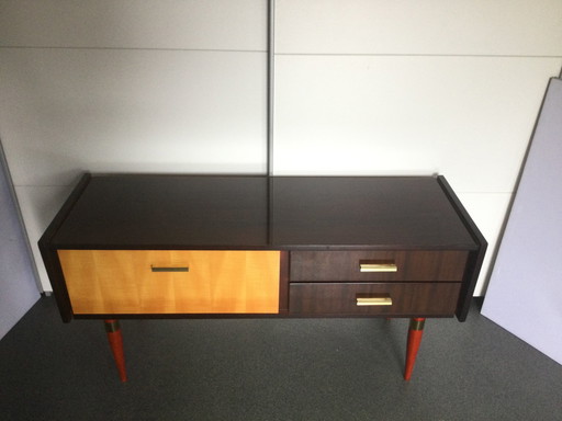 Retro Okergeel Bruin Hoogglans Dressoir