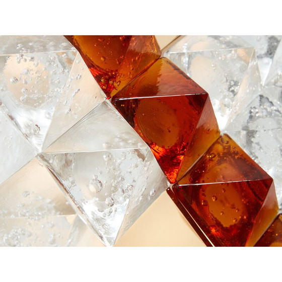 Image 1 of Paar vintage glazen en messing wandlampen van Albano Poli voor Poliarte, Italië 1970