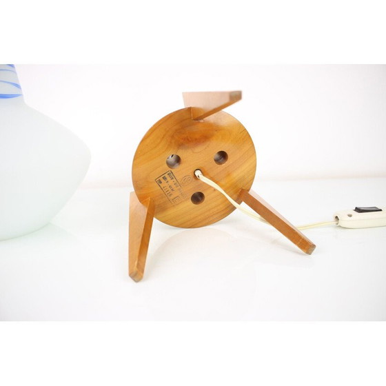 Image 1 of Vintage houten en glazen tafellamp van Uluv, Tsjecho-Slowakije 1960