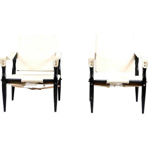 Paar vintage Safari fauteuils in eikenhout van Wilhelm Kienzle voor Wohnbedarf, Zwitserland 1949