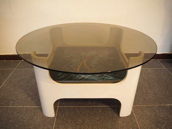 Image 1 of Space Age Salontafel Met Gefumeerd Glas, 1970S