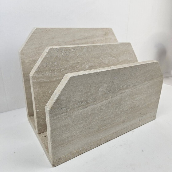 Image 1 of Vintage travertijnen tijdschriftenrek, Italië 1990