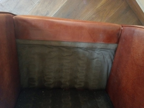 Image 1 of Vintage Schapenleren Wagenwiel Fauteuil