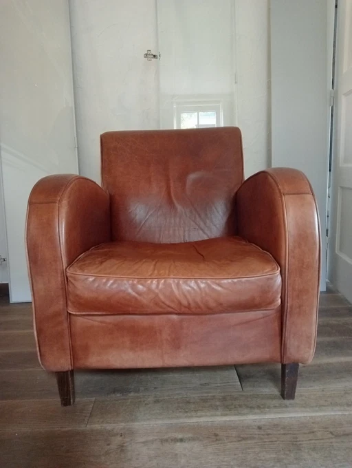 Vintage Schapenleren Wagenwiel Fauteuil