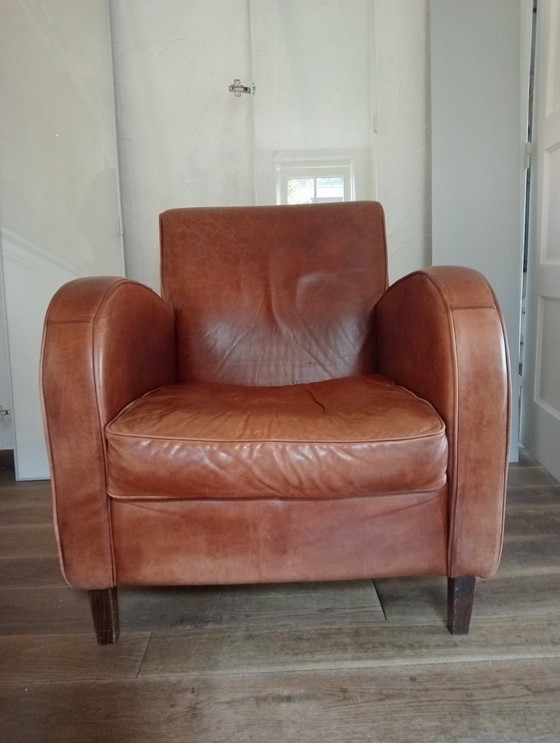 Image 1 of Vintage Schapenleren Wagenwiel Fauteuil