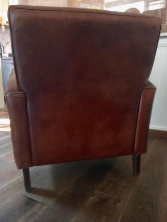 Image 1 of Vintage Schapenleren Wagenwiel Fauteuil