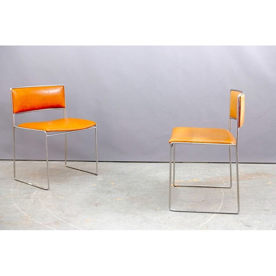 Image 1 of Paar vintage eetkamerstoelen van stof en ijzer van Preben Fabricius en Jørgen Kastholm voor Kill International, Duitsland