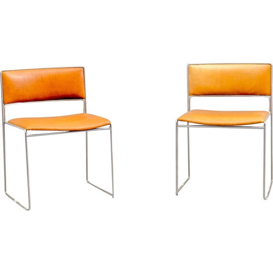 Image 1 of Paar vintage eetkamerstoelen van stof en ijzer van Preben Fabricius en Jørgen Kastholm voor Kill International, Duitsland