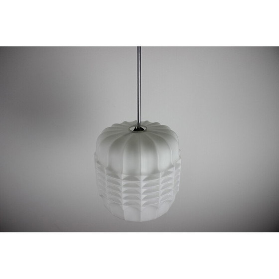 Image 1 of Vintage hanglamp van melkglas en verchroomd staal, Tsjecho-Slowakije 1970