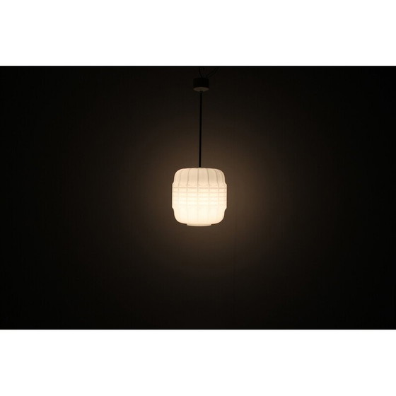 Image 1 of Vintage hanglamp van melkglas en verchroomd staal, Tsjecho-Slowakije 1970