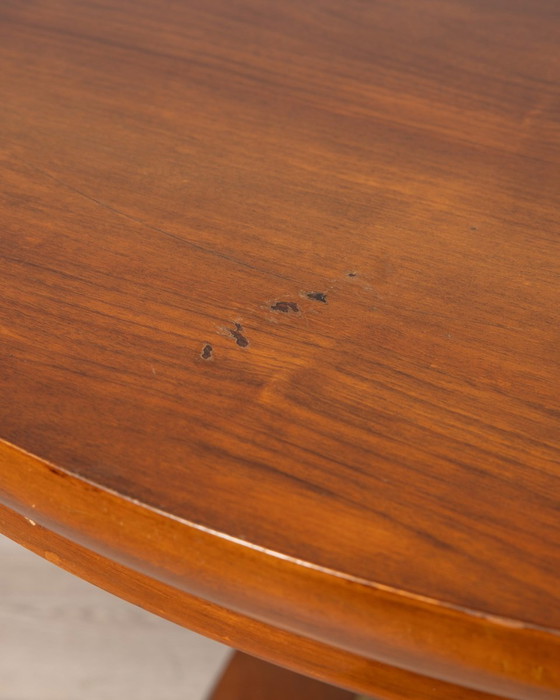 Image 1 of Ronde Tafel In Hout En Messing Vintage 1960S Ontwerp Luciano Frigerio