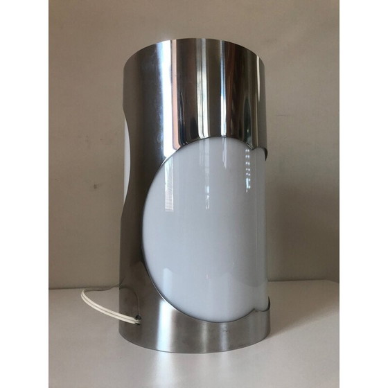 Image 1 of Vintage lamp van roestvrij staal en perspex, 1970