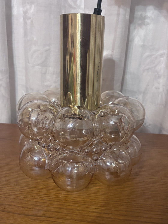 Image 1 of Amber bubbelglas plafondlamp van Helena Tynell Voor Limburg, Duitsland 1960