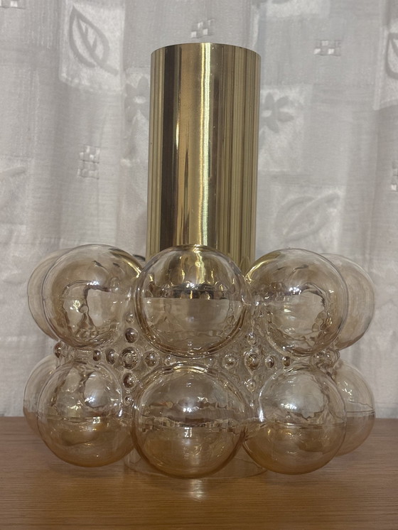 Image 1 of Amber bubbelglas plafondlamp van Helena Tynell Voor Limburg, Duitsland 1960