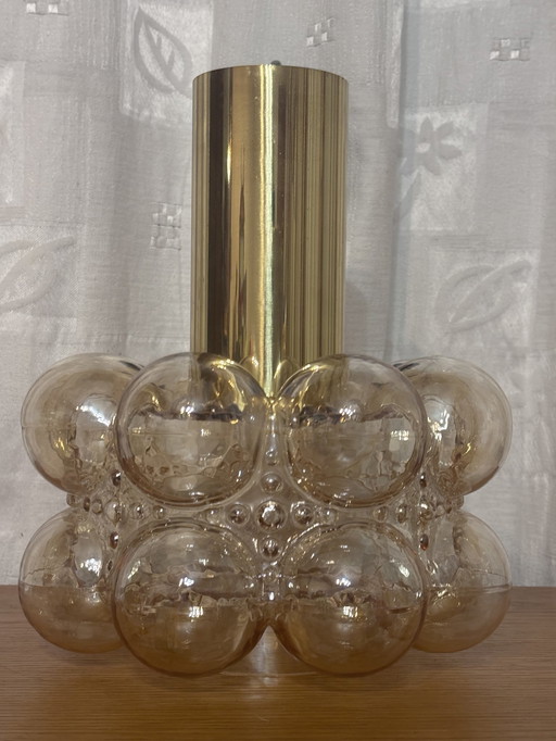 Amber bubbelglas plafondlamp van Helena Tynell Voor Limburg, Duitsland 1960