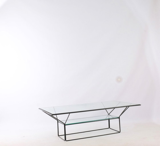 Image 1 of Vintage Italiaanse salontafel van staal en Glas, jaren 70