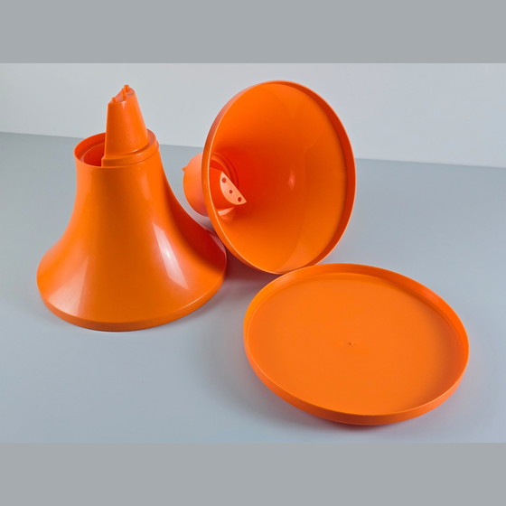 Image 1 of Space Age Design - Vintage Stempel Tam Tam Oranje Plastic Kruk - Tabouret Tam Tam Pop - Ontworpen door Henry Massonnet, 1968.