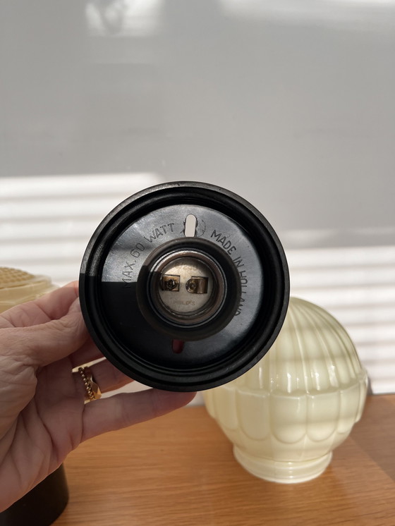 Image 1 of Set Van Drie Art Deco Retro Lampen Glas