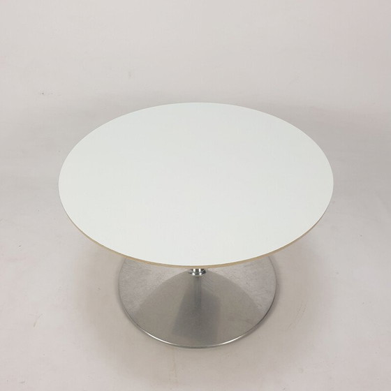 Image 1 of Ronde vintage salontafel van hout en aluminium door Pierre Paulin voor Artifort, 1960