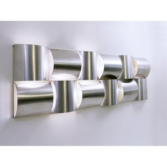 Image 1 of Vintage aluminium wandlamp met 3 panelen, België