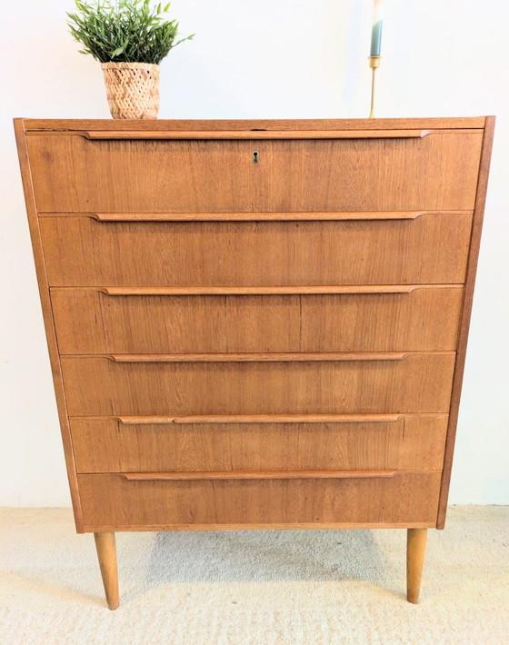 Image 1 of Deense Vintage Ladekast Met 6 Lades In Teak 