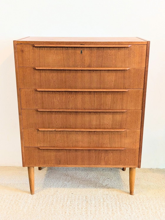 Image 1 of Deense Vintage Ladekast Met 6 Lades In Teak 