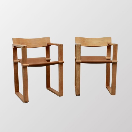 Set van 4 vintage licht grenen fauteuils door Ate Van Apeldoorn, Nederland 1970