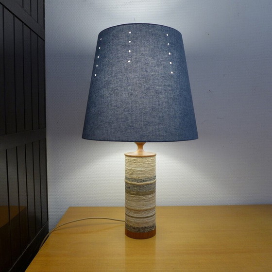Image 1 of Scandinavische vintage lamp van teakhout en touw
