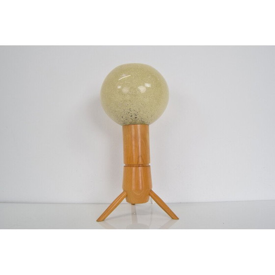 Image 1 of Vintage plastic en houten tafellamp voor Uluv, Tsjecho-Slowakije 1960