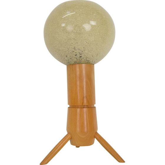 Image 1 of Vintage plastic en houten tafellamp voor Uluv, Tsjecho-Slowakije 1960