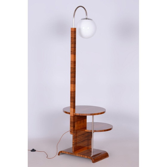 Image 1 of Vintage Art Deco walnoten vloerlamp door J. Halabala voor Up Závody, Tsjecho-Slowakije 1930