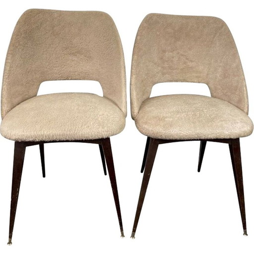 Vintage beige kuipstoel met passerpoten, 1960