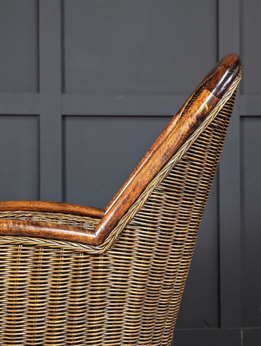 Vintage handgemaakte rotan fauteuil