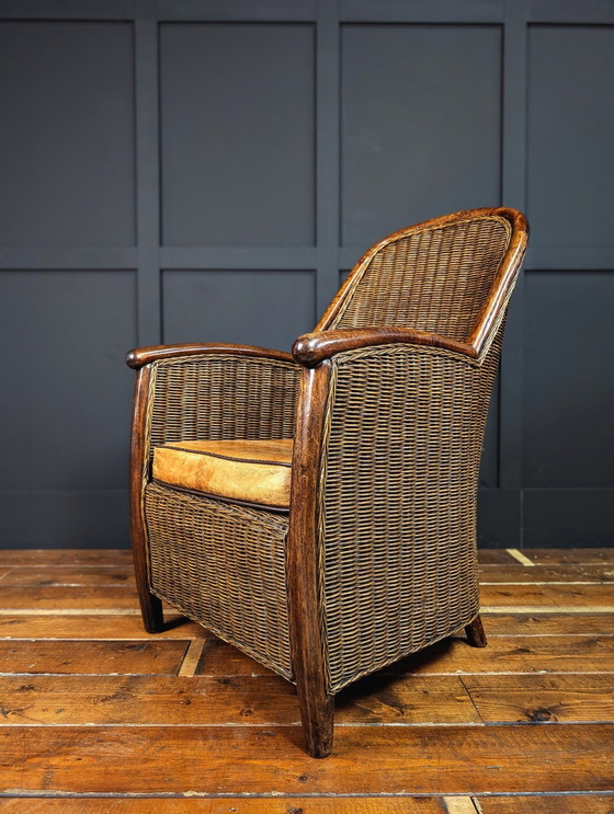 Image 1 of Vintage handgemaakte rotan fauteuil