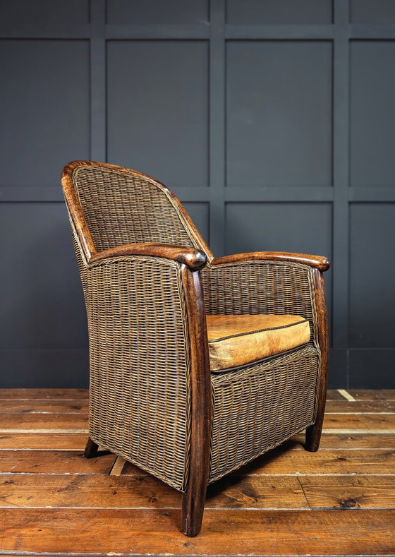 Image 1 of Vintage handgemaakte rotan fauteuil