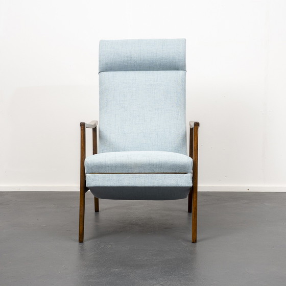 Image 1 of Fauteuil uit de jaren 50, nieuw gestoffeerd, mintkleurig