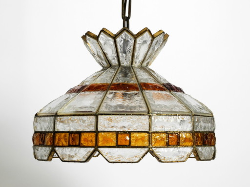 Grote zware Italiaanse PoliArte glazen plafondlamp uit 1960