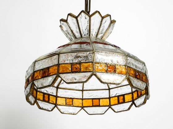 Image 1 of Grote zware Italiaanse PoliArte glazen plafondlamp uit 1960